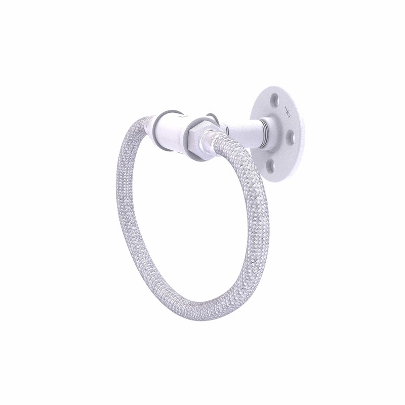 Towel Ring with Stainless Steel Braided Ring, Matt White Finish